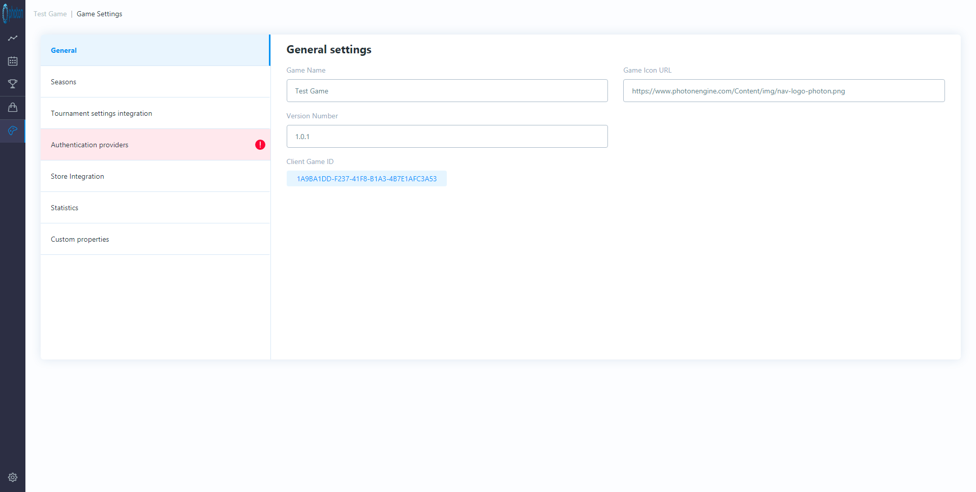 Dashboard game general settings image